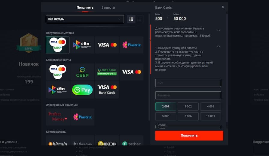 Ввод и вывод средств