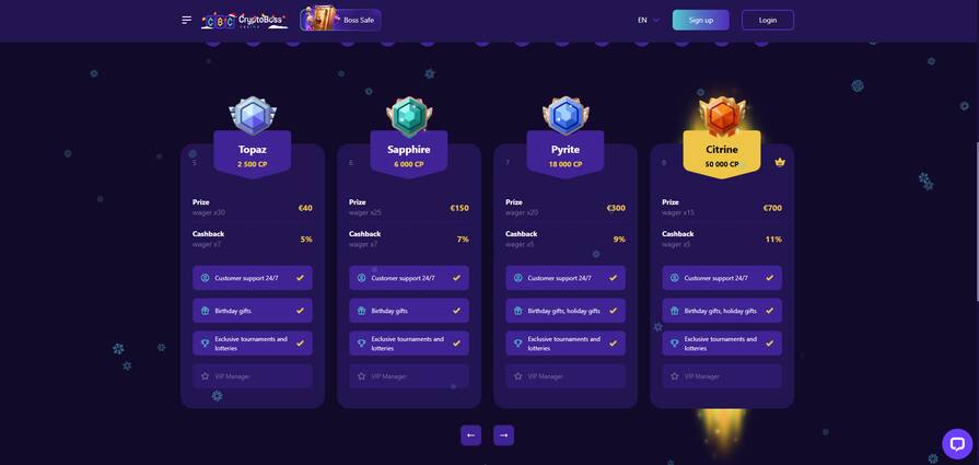 Онлайн казино Cryptoboss программа лояльности