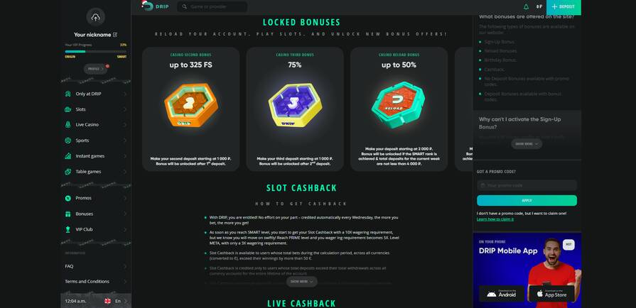 Онлайн казино Drip бонусы