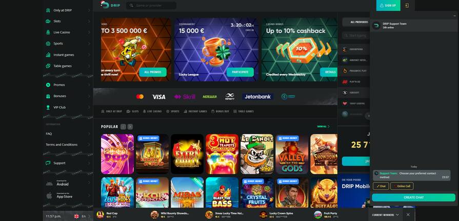 Онлайн казино Drip поддержка