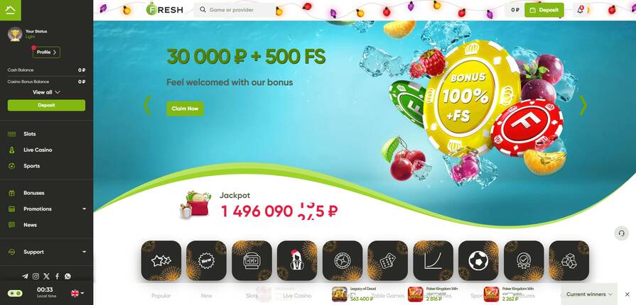 Онлайн казино Fresh