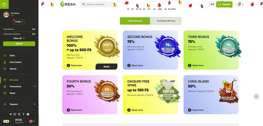Онлайн казино Fresh бонусы