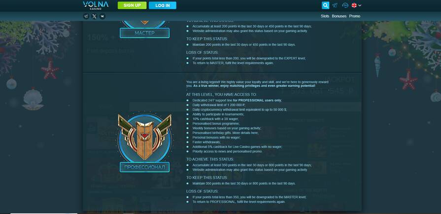 Casino Volna Уровень Профессионал