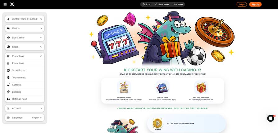 Онлайн казино Casino X бонусы