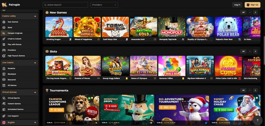 Онлайн казино Fairspin азартные игры