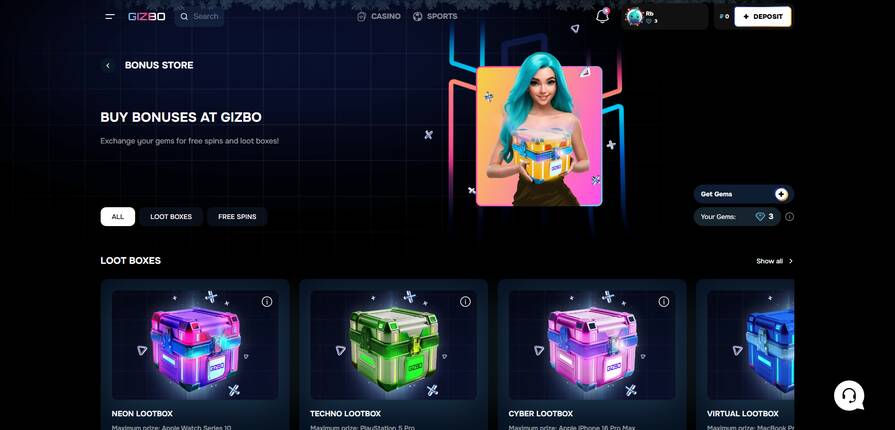 Онлайн казино Gizbo бонусы
