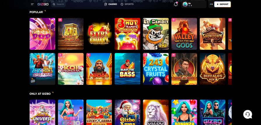 Онлайн казино Gizbo азартные игры