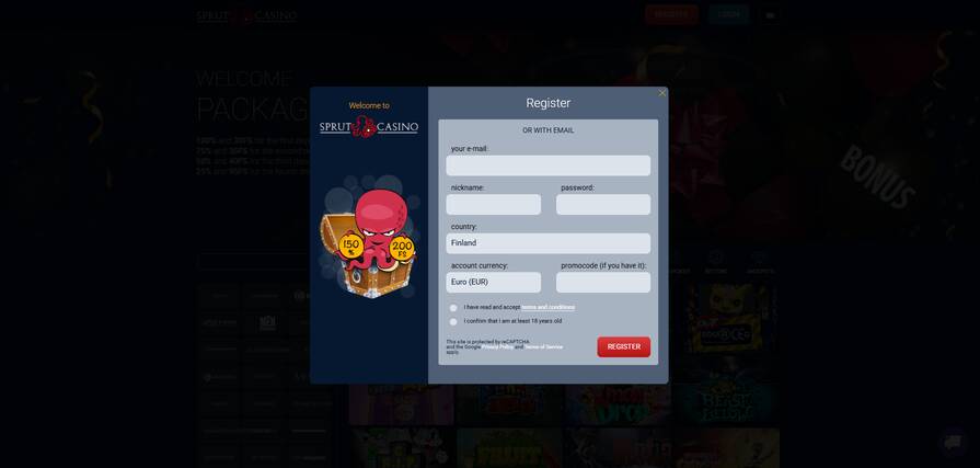Онлайн казино Sprut регистрация