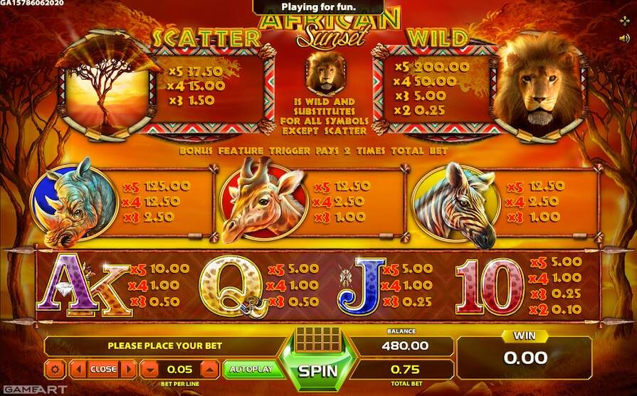 African Sunset символы