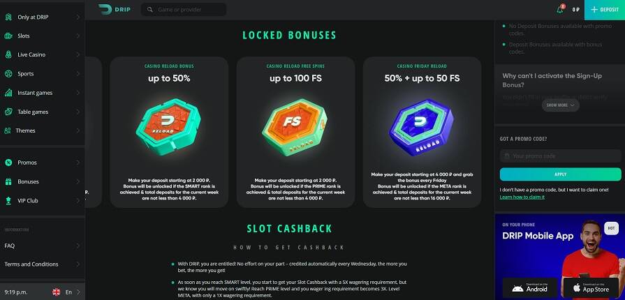 Еженедельный бонус в Drip