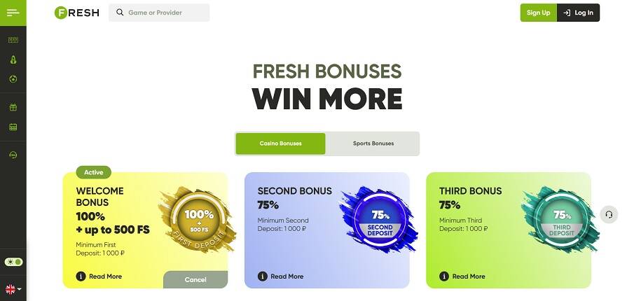 Fresh Приветственный бонус