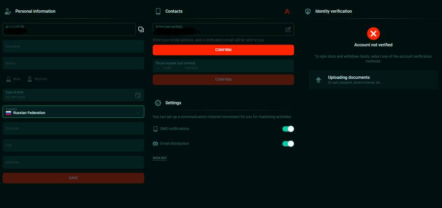 Верификация в казино Pinco