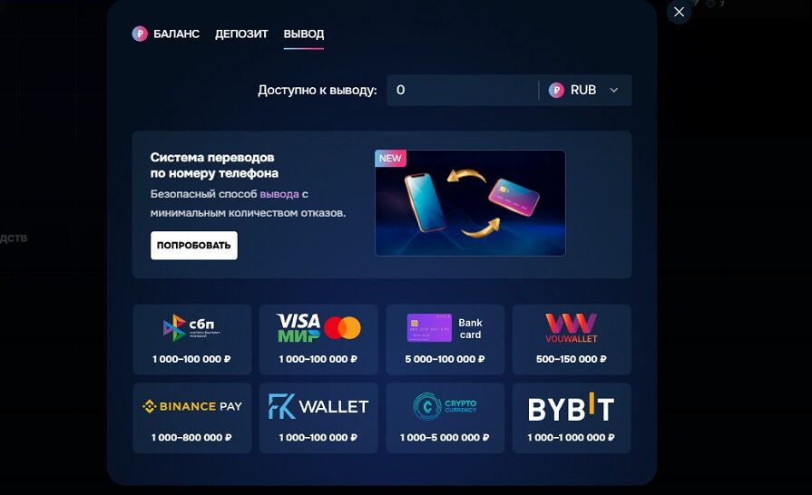 Способы вывода денег Gizbo