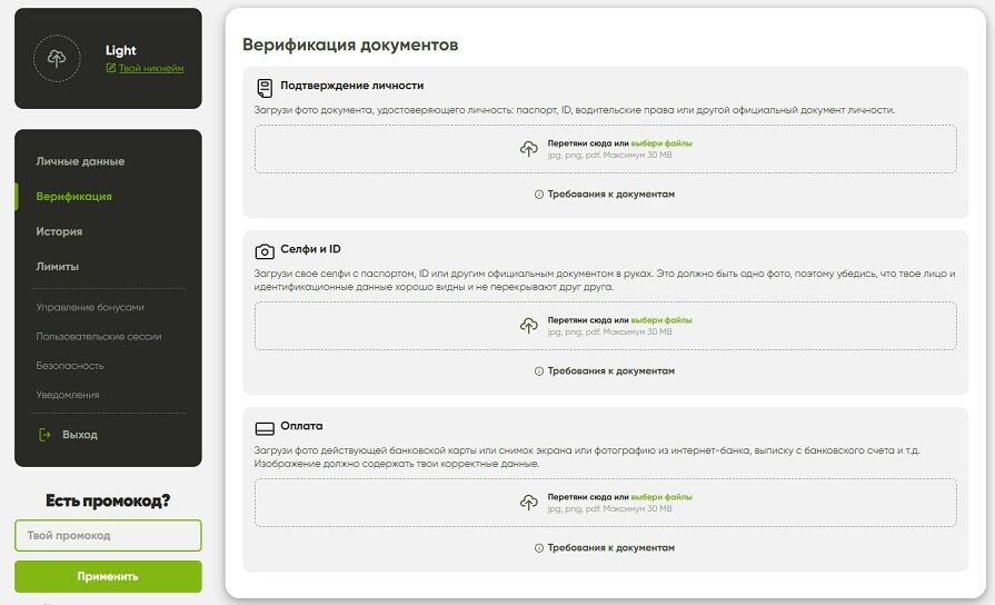Верификация личности игрока Fresh
