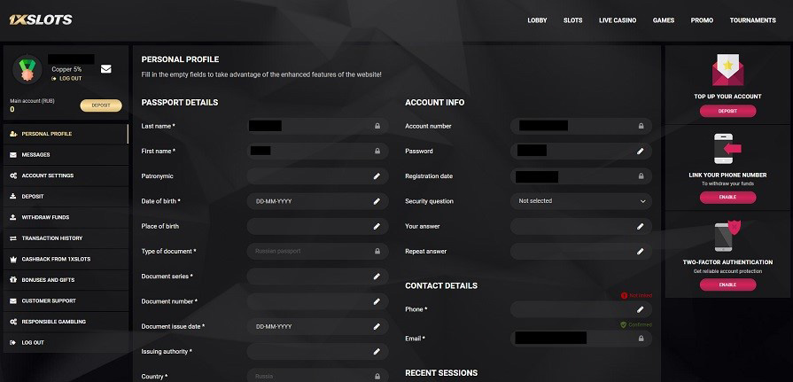 верификация 1xslots casino