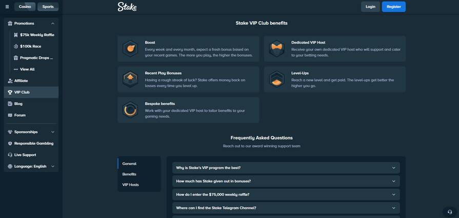 Онлайн казино Stake уровни