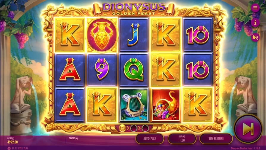 Дизайн игры Dionysus Golden Feast
