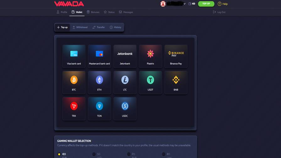 Депозиты в казино Vavada