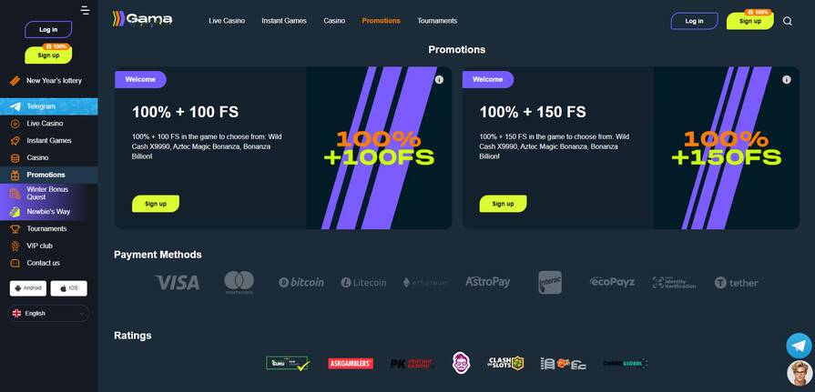 Онлайн казино Gama бонусы