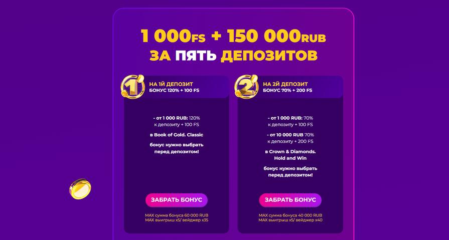 Бонусы в казино Champion Slots