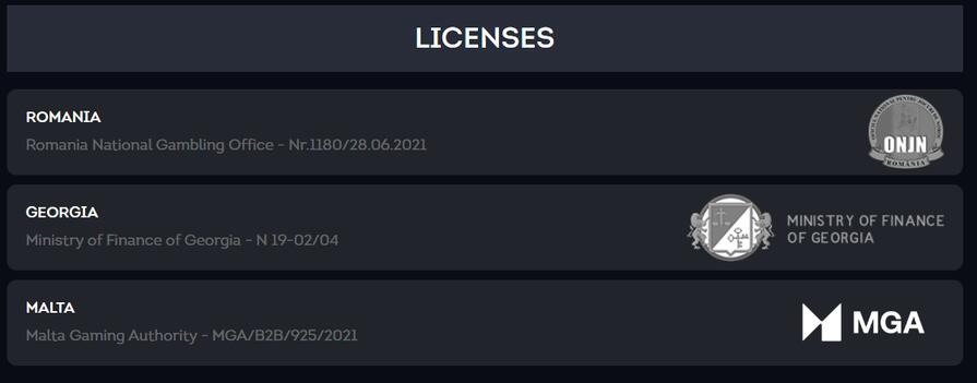SmartSoft Gaming работает по лицензиям Грузии, Мальты и Румынии