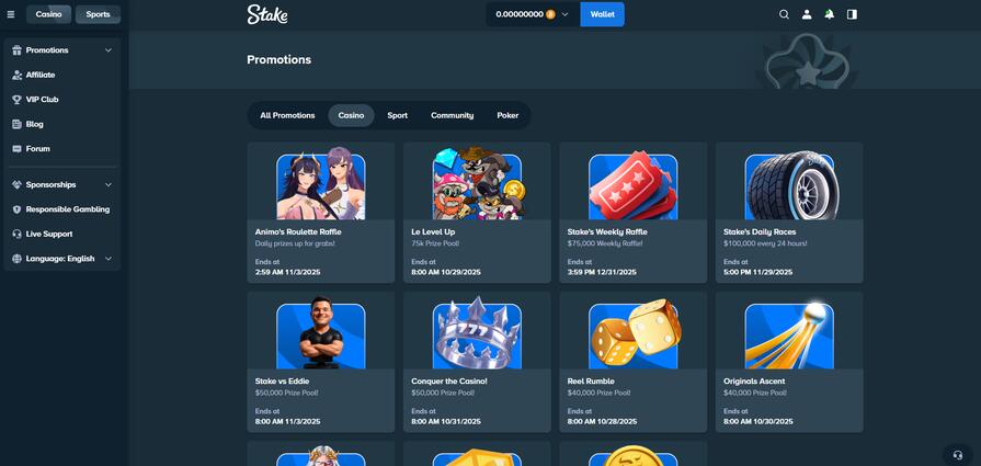 Бонусы в Stake