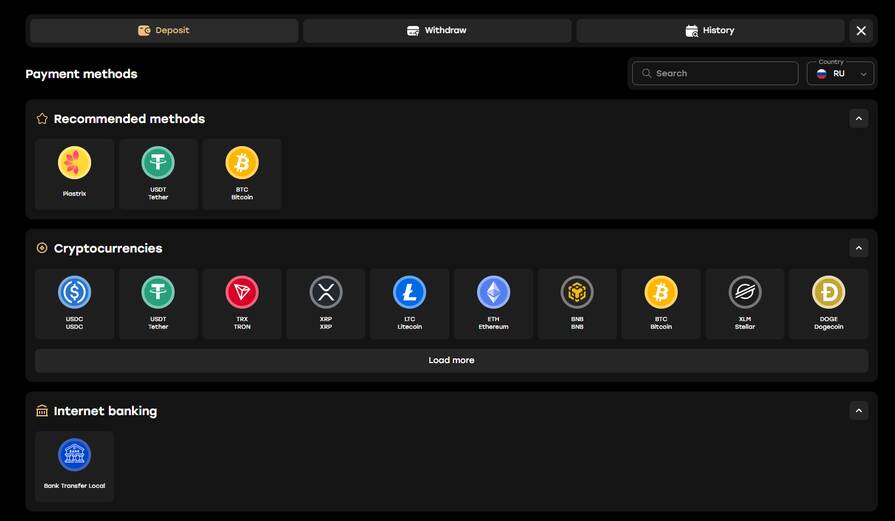 Депозиты и выводы Fairspin