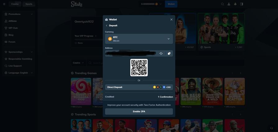 Депозиты и выводы Stake