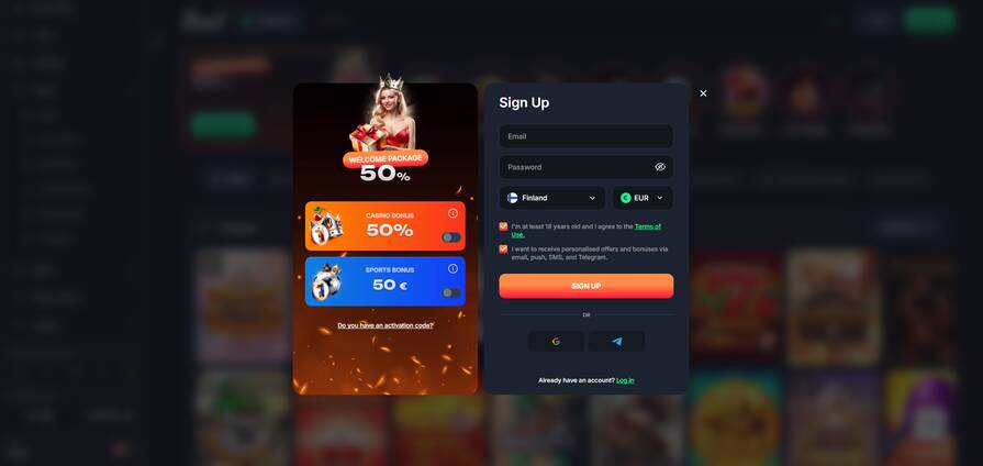 Регистрация в казино Beef