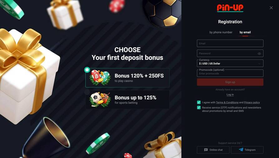 Как создать аккаунт в Pin-Up