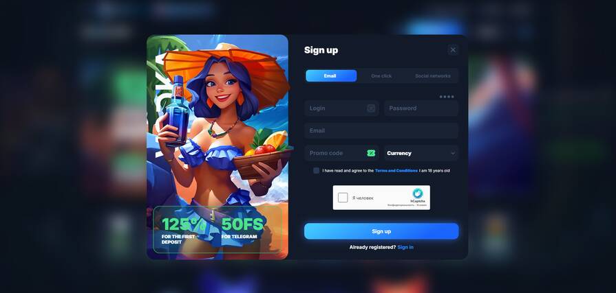 Казино Vodka — регистрация через email