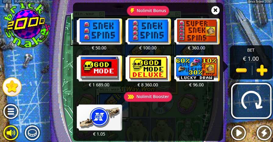 Brick Snake 2000 бонусы