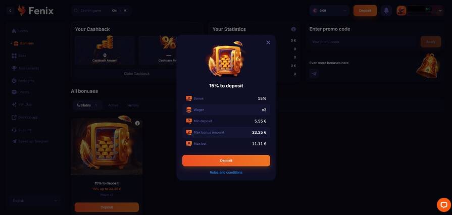 Казино Fenix бонусы