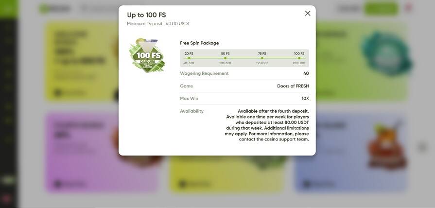 Бонус Daiquiri Free Spins