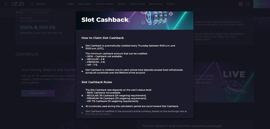 Кешбэк в Izzi