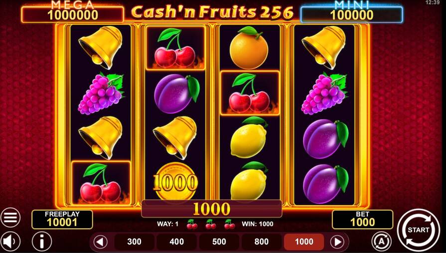 Дизайн Cash'n Fruits 256 Hold And Win