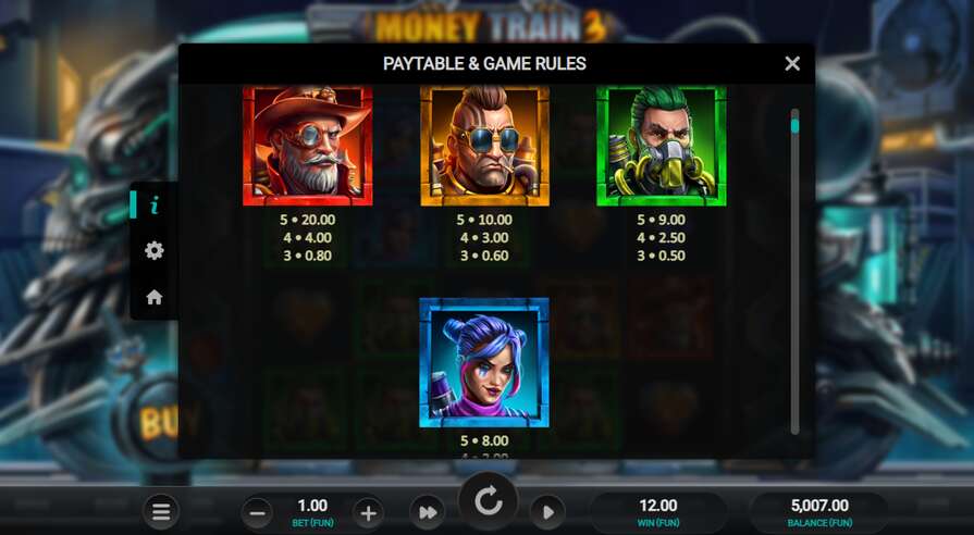Символы в Money Train 3