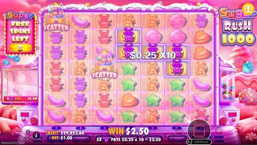 Бонусы в Sugar Rush 1000