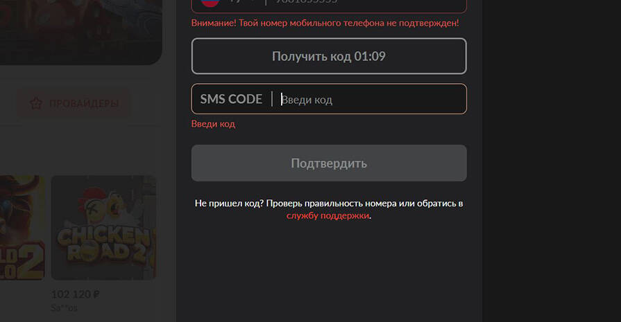 ввод кода для вывода