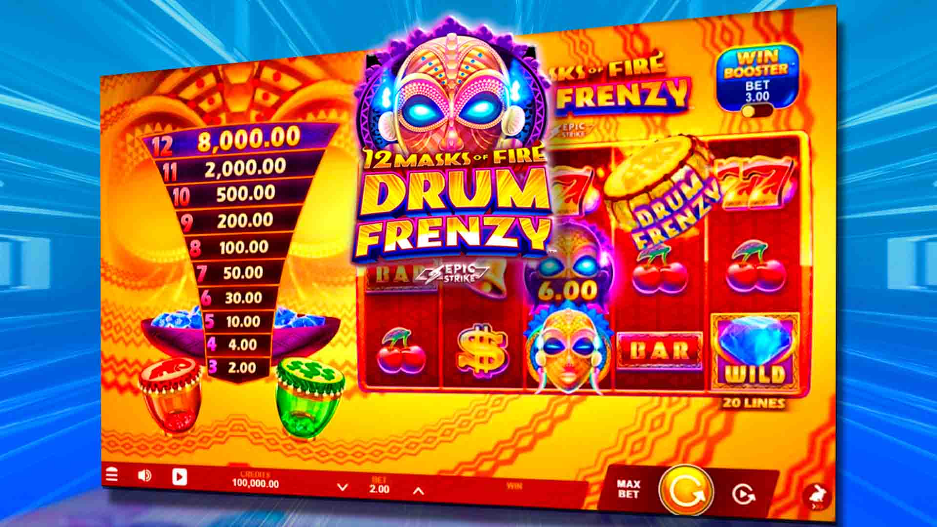12 Masks of Fire Drum Frenzy