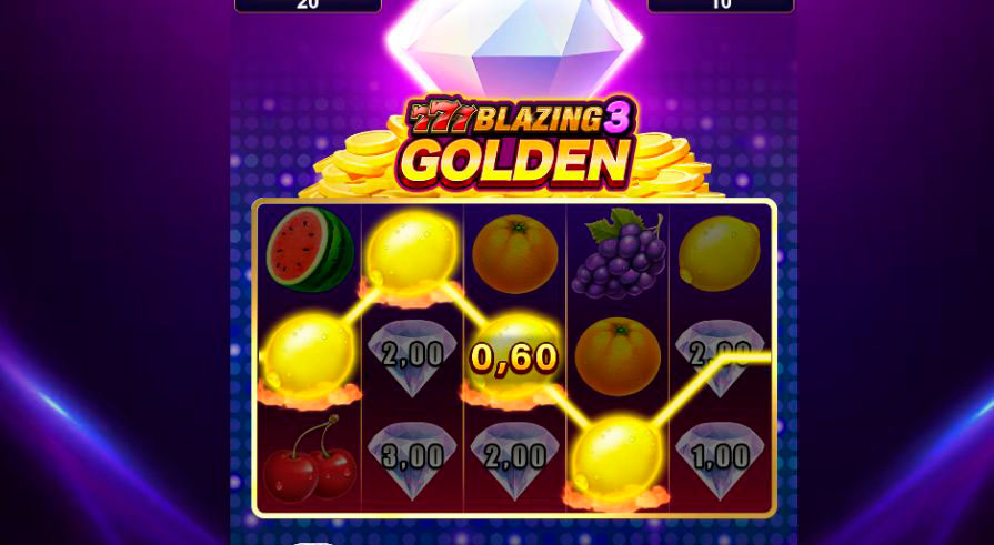 Дизайн игрового слота 777 Blazing 3 Golden от провайдера Funky Games