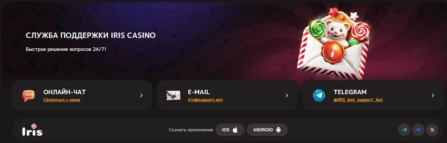 Контакты для верификации в Iris