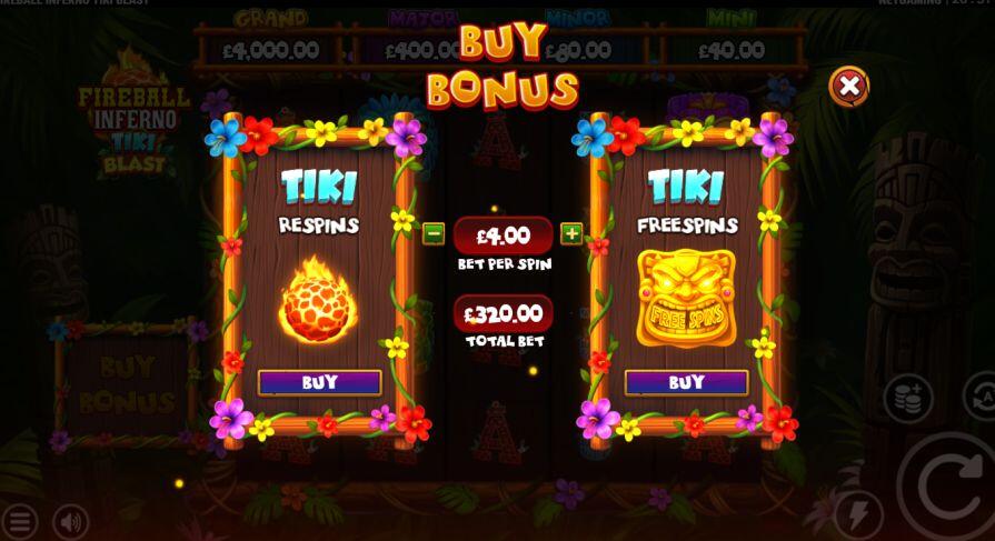 Бонусная игра в слоте Fireball Inferno Tiki Blast