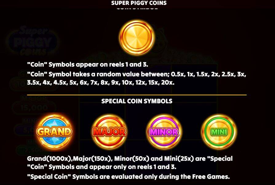 Символы и выплаты Super Piggy Coins