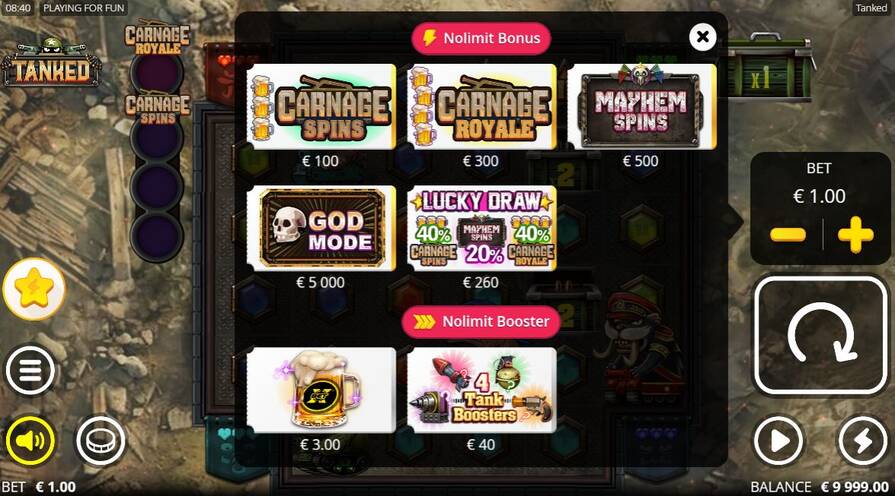 Бонусная игра в слоте Tanked