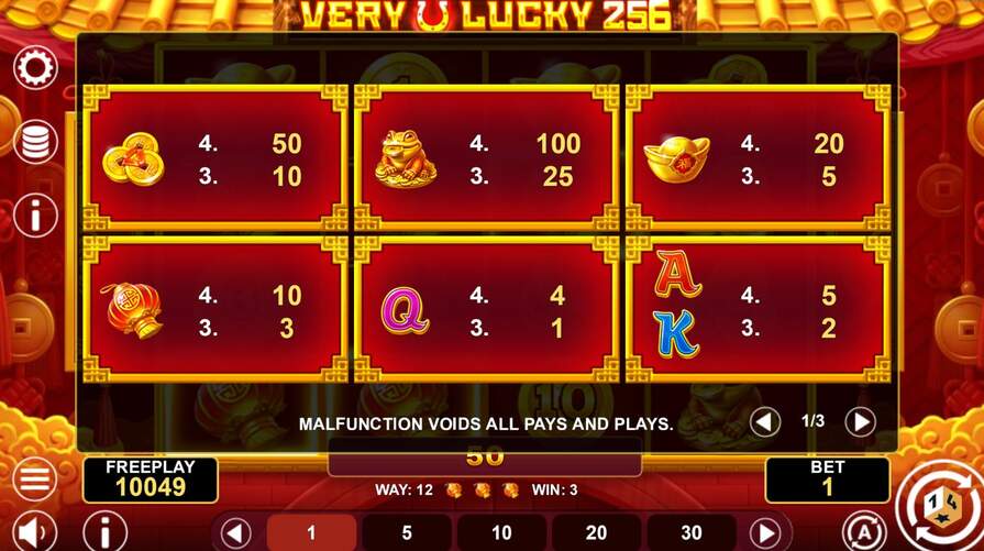 Символы и выплаты Very Lucky 256