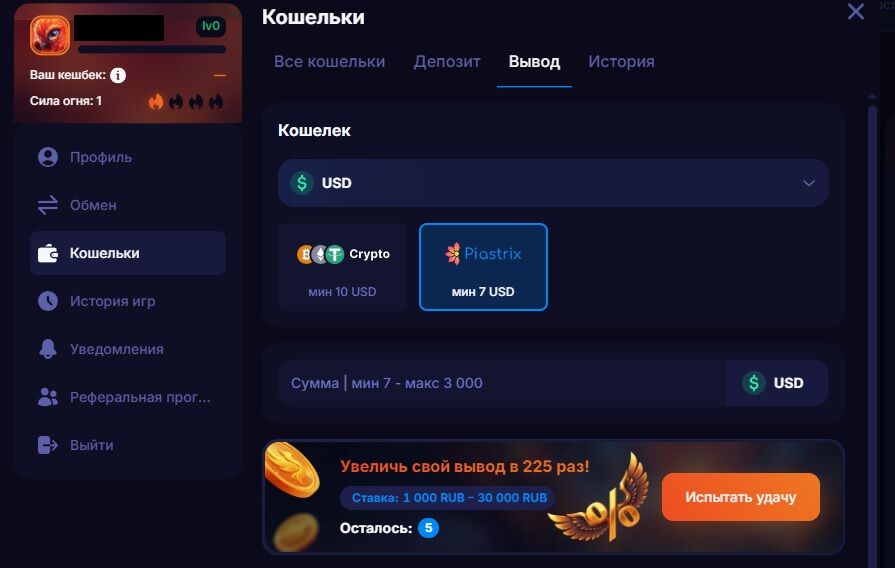 Вывод на электронный кошелек в казино Fenix
