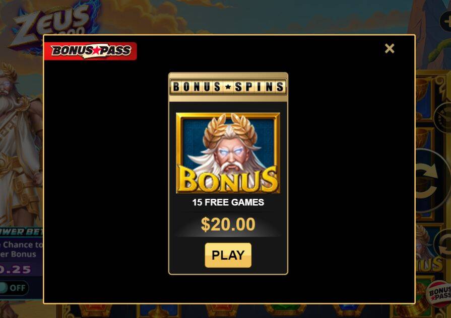 Бонусная игра в слоте Zeus x 1000