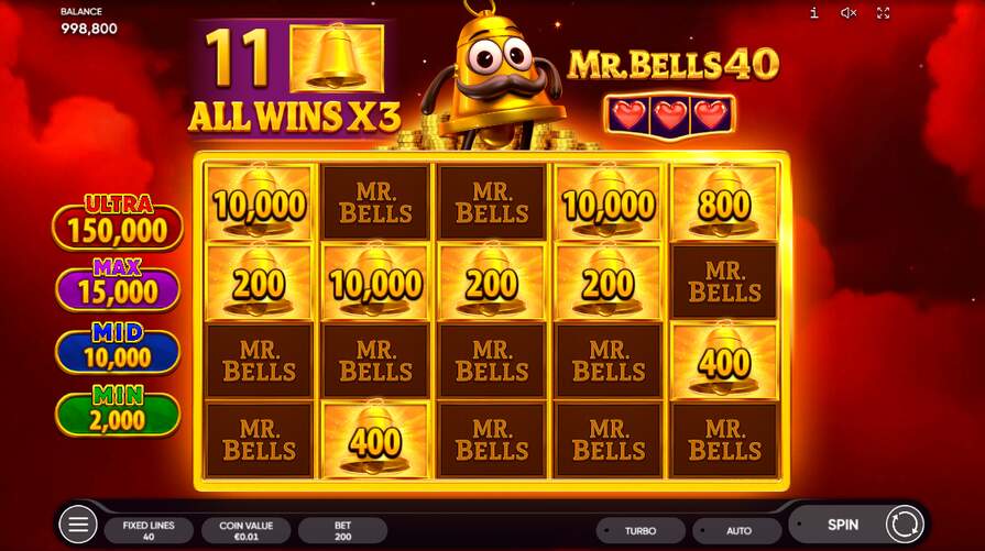 Бонусная игра в слоте Mr. Bells 40