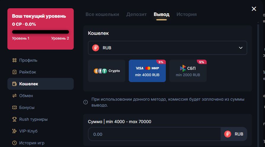 Вывод на банковскую карту Hype